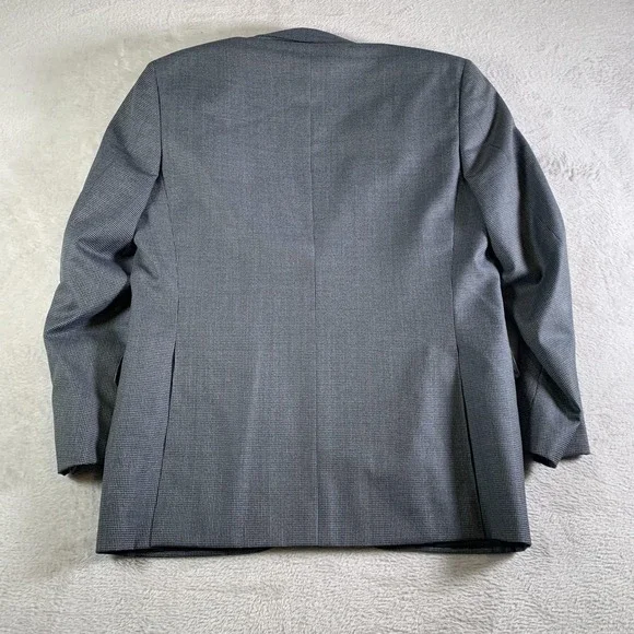 Canali Suit Jacket Mens 48 Gray Check 100% Wool Blazer Sport Coat Made In Italy